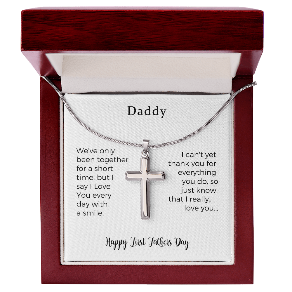 First Fathers Day Cross Necklace Gift From Baby, First Time Dad Gift, Gift For Dad From Baby, First Fathers Day Gift Ideas