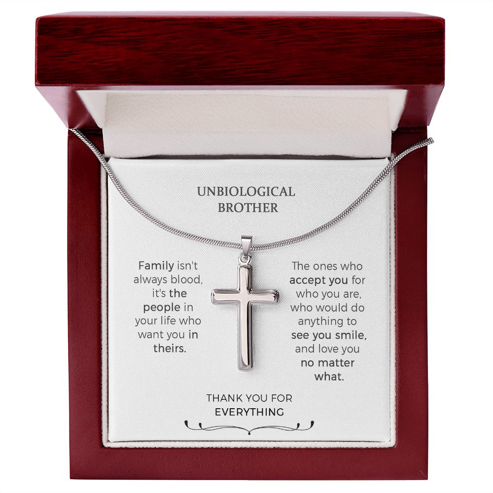 Unbiological Brother Cross Necklace, Gifts For Step Brothers, Brother In Law Gifts, Gifts For Brother In Law Birthday, Best Brother In Law