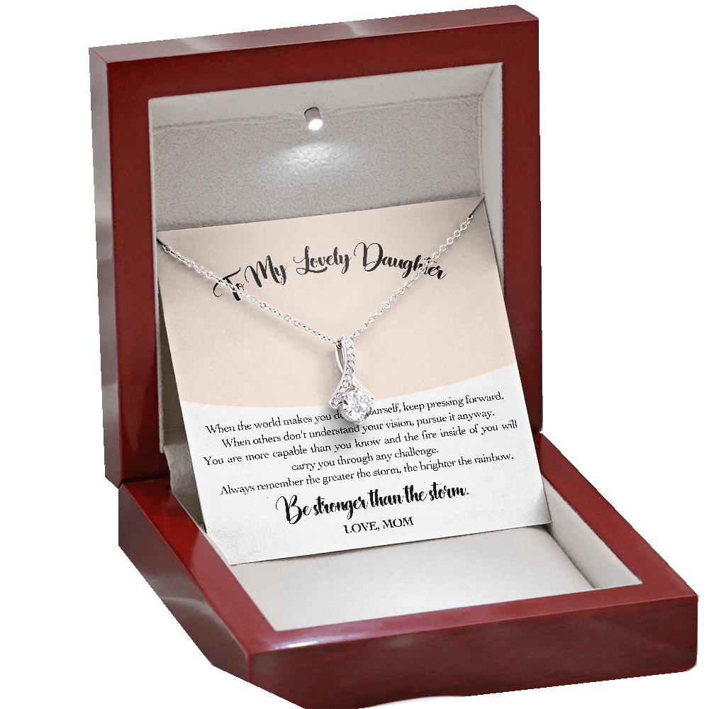 Daughter Gift from Mom to My Daughter, "Be Stronger Than The Storm" Necklace Christmas Birthday Graduation Gift for Daughter Wedding Gift Adult Daughter Gift