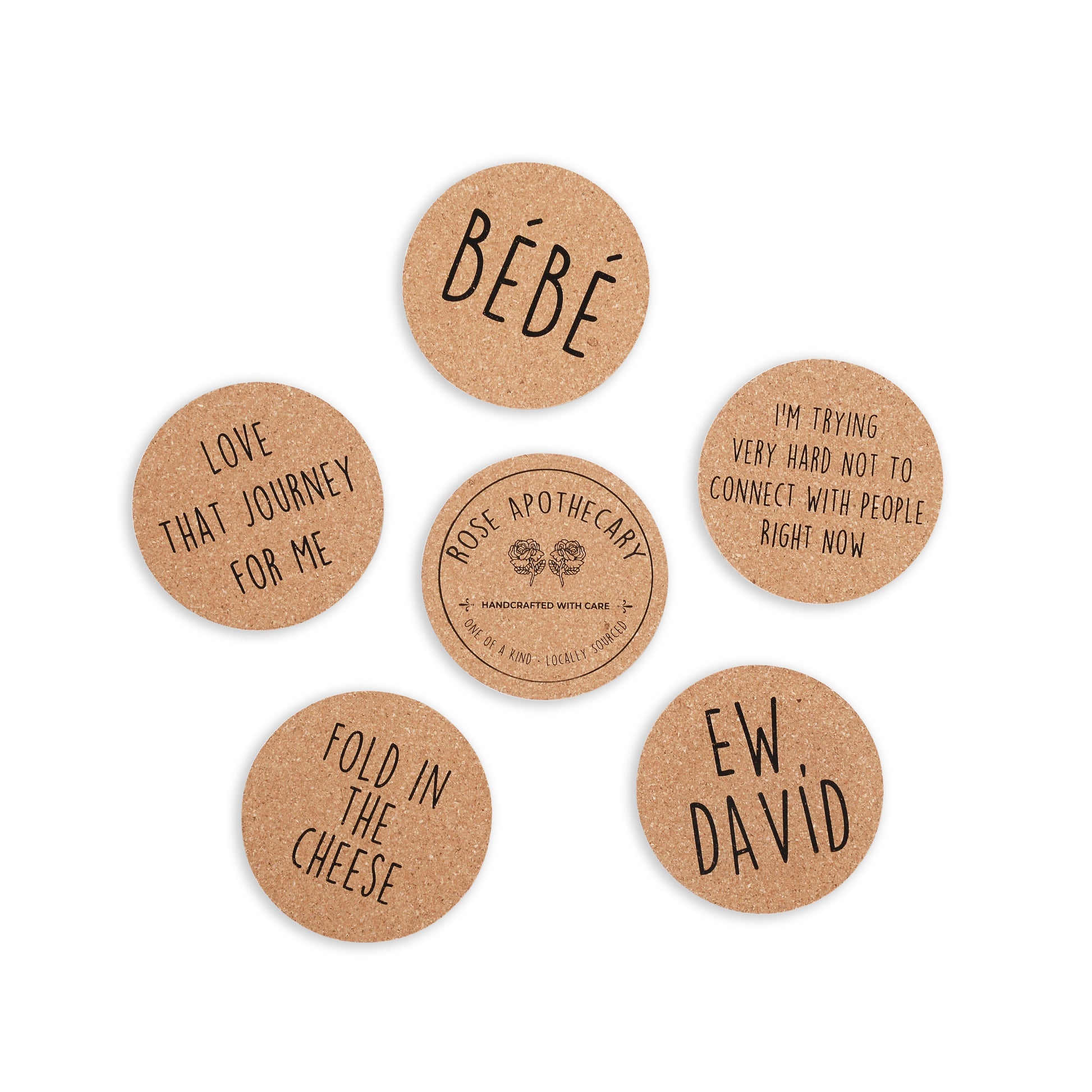 Schitts Creek Merchandise Gift Cork Coasters, Funny Housewarming Gifts Presents Idea Ew David Rose Apothecary Schitt's Creek Quotes Birthday & House Warming Gifts