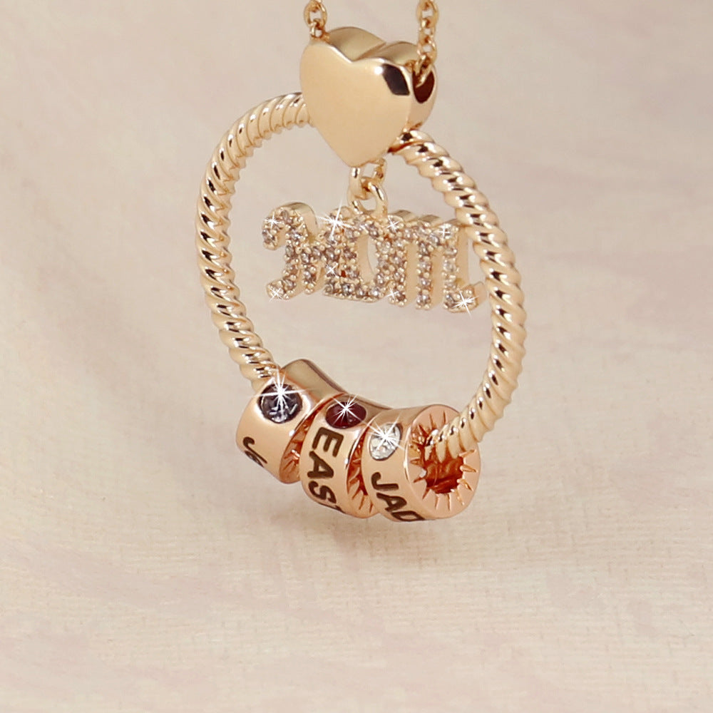 Custom Engraved Beads Necklace With Birthstones Gifts For Mom