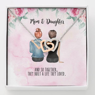 Personalized Mother Daughter Heart Necklace Gifts For Mom