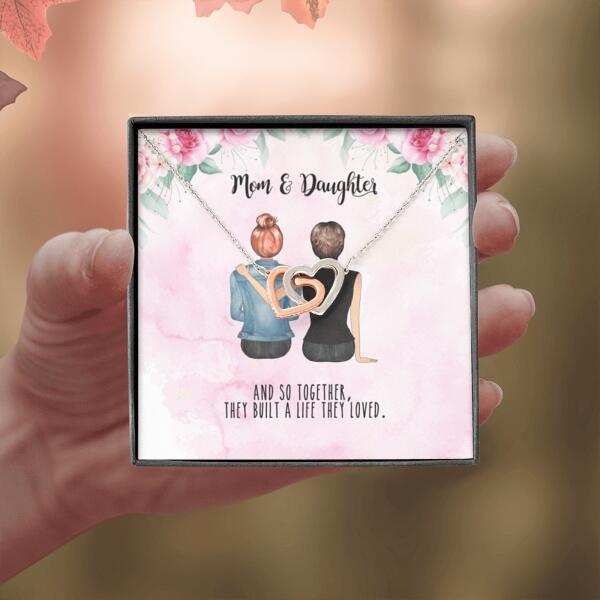 Personalized Mother Daughter Heart Necklace Gifts For Mom