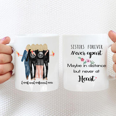 Best Sister Mug, Custom 3 Sisters Coffee Mug, Long Distance Sisters Gift, Big Sister Little Sister Moving Away Birthday Gift