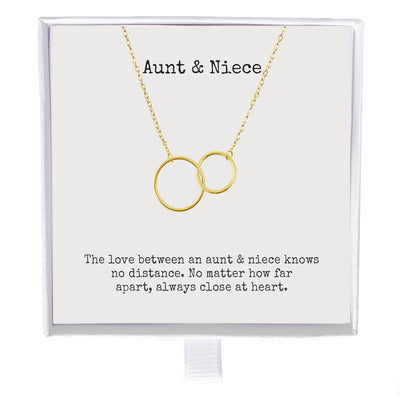 Aunt Niece Necklace, Aunt Niece Gift, Aunt Niece Jewelry, Double Circle Necklace for Aunt