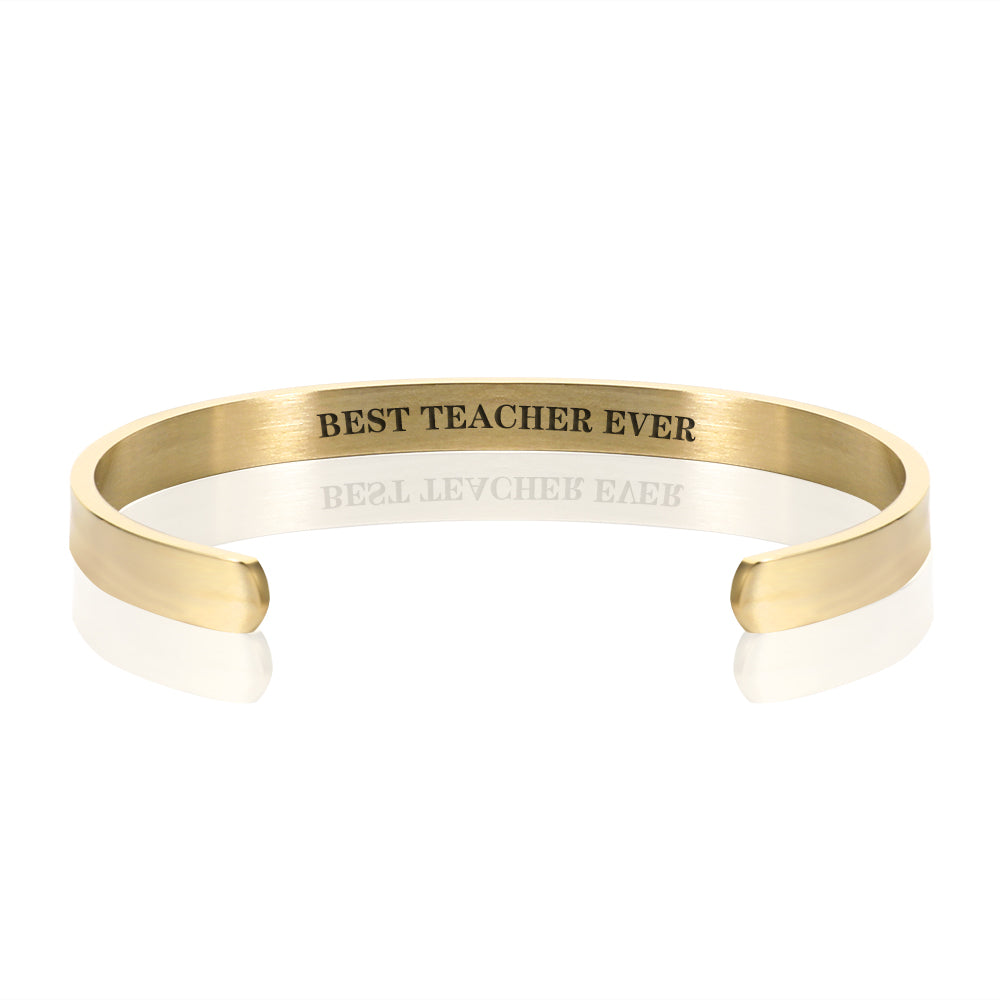 BEST TEACHER EVER BRACELET BANGLE - Gold