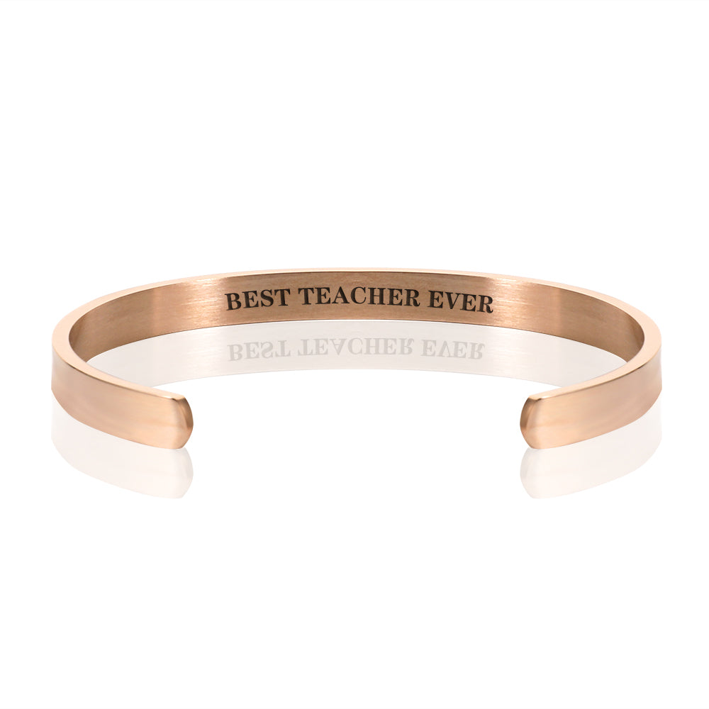 BEST TEACHER EVER BRACELET BANGLE - Rose Gold