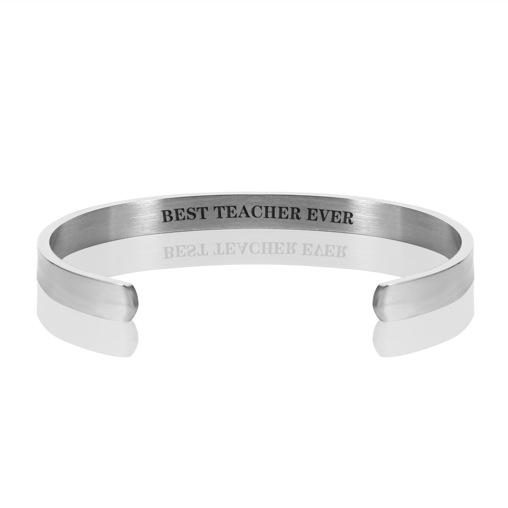 BEST TEACHER EVER BRACELET BANGLE - Silver