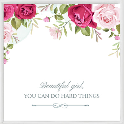 Beautiful Girl, You Can Do Hard Things Cuff Bracelet Bracelet - Inspirational Mantra Cuff Bracelets for Women Friend Encouragement Gift for Her Personalized Birthday Jewelry