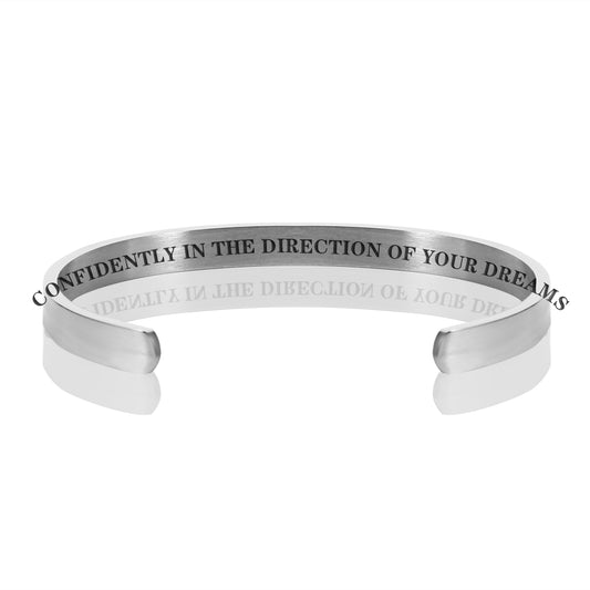 CONFIDENTLY IN THE DIRECTION OF YOUR DREAMS BRACELET BANGLE - Silver