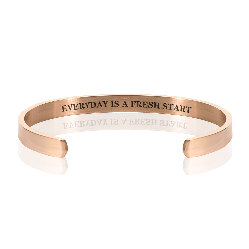 EVERYDAY IS A FRESH START BRACELET BANGLE - Rose Gold