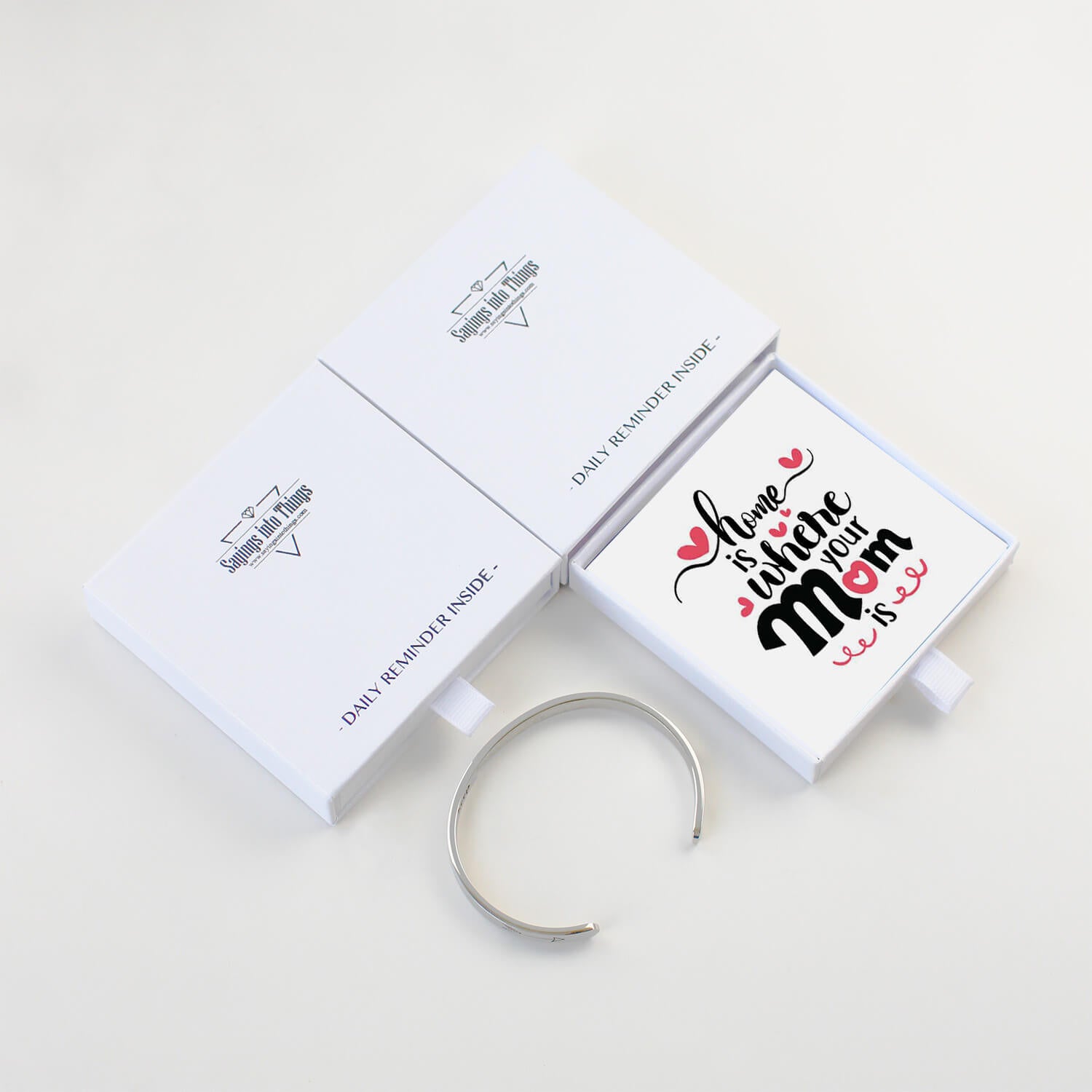 Home Is Where Your Mom Is Adjustable Cuff  Bracelet - Perfect Christmas Birthday, Mother's Day And Valentine's Day Inspirational Jewelry Gifts For Mom