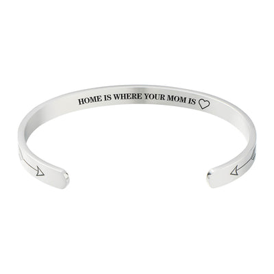 Home Is Where Your Mom Is Adjustable Cuff  Bracelet - Perfect Christmas Birthday, Mother's Day And Valentine's Day Inspirational Jewelry Gifts For Mom