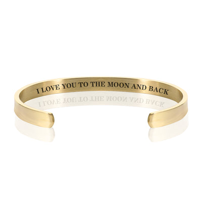 I LOVE YOU TO THE MOON AND BACK BRACELET BANGLE - Gold