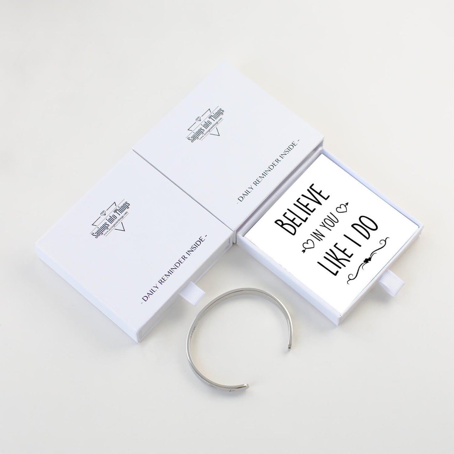Believe In You Like I Do Bracelet - Inspirational Mantra Cuff Bracelets for Women Friend Encouragement Gift for Her Personalized Birthday Jewelry