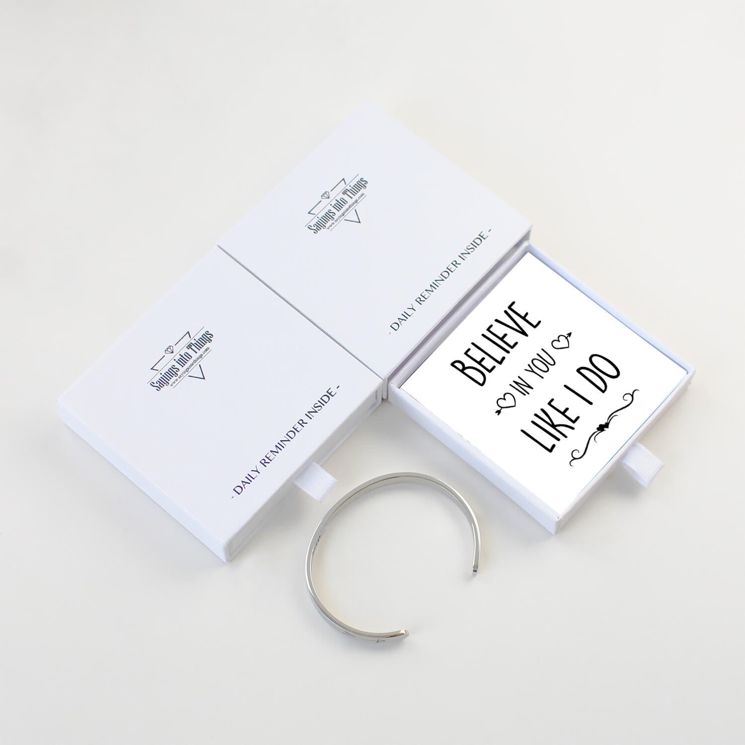 Believe In You Like I Do Bracelet - Inspirational Mantra Cuff Bracelets for Women Friend Encouragement Gift for Her Personalized Birthday Jewelry