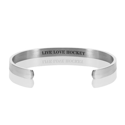 LIVE LOVE HOCKEY BRACELET BANGLE - Silver