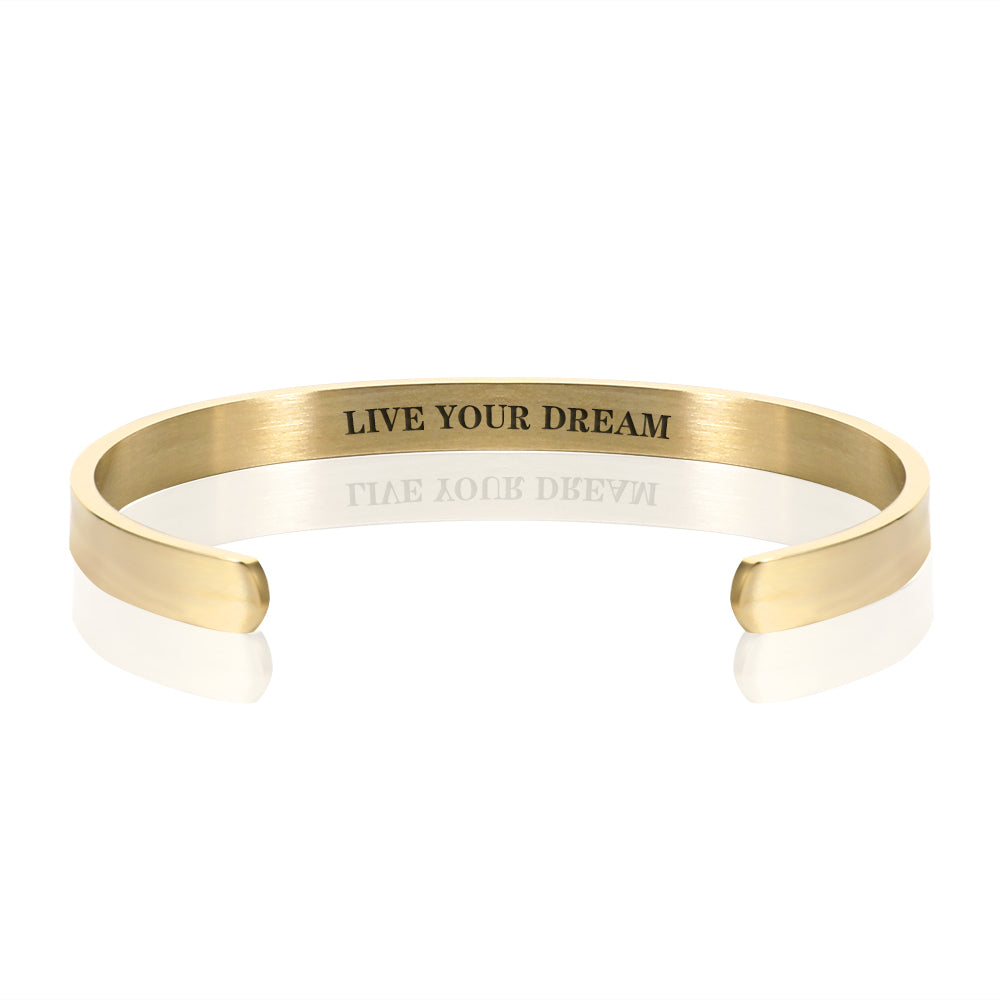 LIVE YOUR DREAM BRACELET BANGLE - Gold