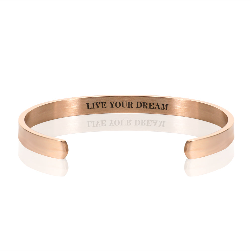 LIVE YOUR DREAM BRACELET BANGLE - Rose Gold