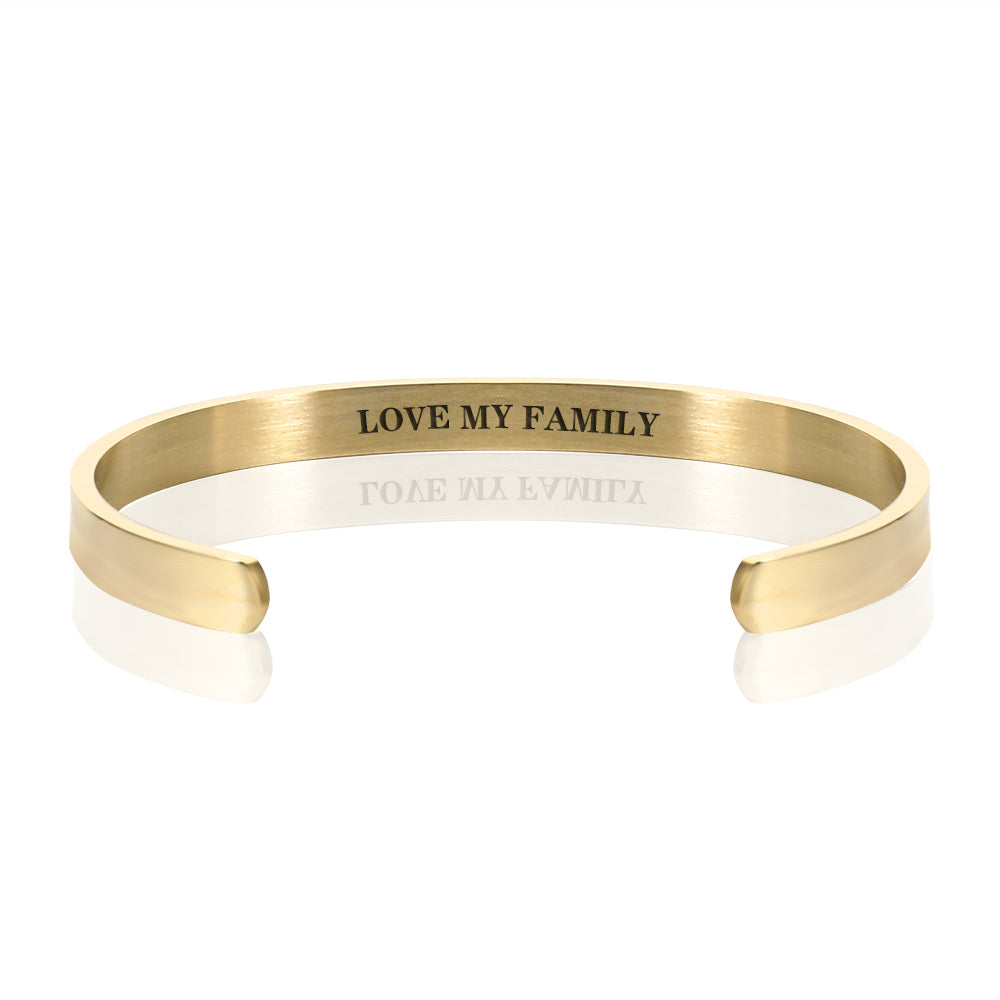 LOVE MY FAMILY BRACELET BANGLE - Gold