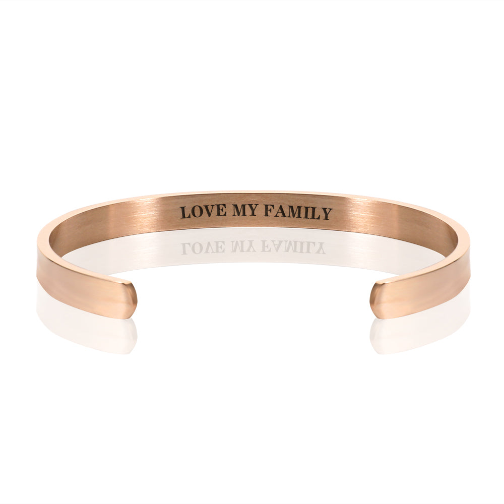 LOVE MY FAMILY BRACELET BANGLE - Rose Gold