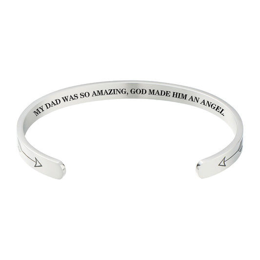 Dad Engraved Bracelet, Loss Of Father, Grief, Mourning, Death, Dad Memorial Bracelet, Angel Wings