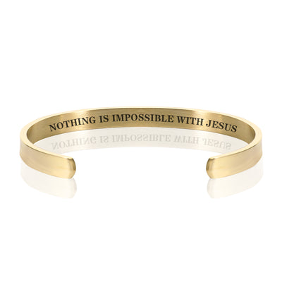 NOTHING IS IMPOSSIBLE WITH JESUS BRACELET BANGLE - Gold