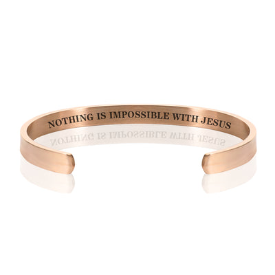 NOTHING IS IMPOSSIBLE WITH JESUS BRACELET BANGLE - Rose Gold
