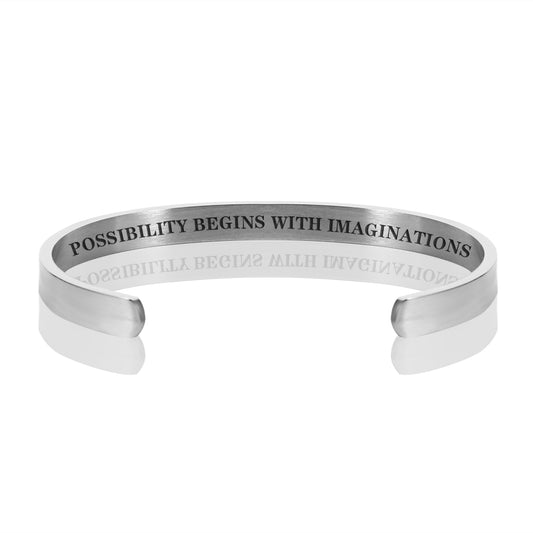 POSSIBILITY BEGINS WITH IMAGINATIONS BRACELET BANGLE - Silver
