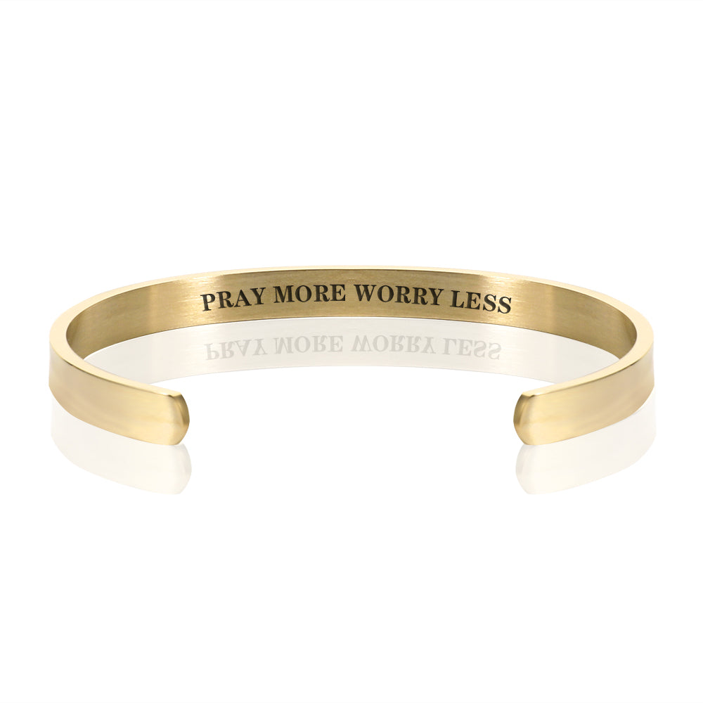 PRAY MORE WORRY LESS BRACELET BANGLE - Gold