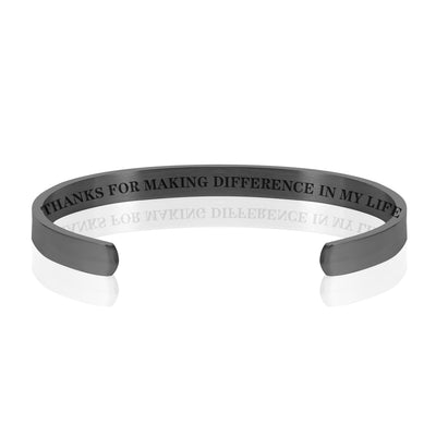 THANKS FOR MAKING DIFFERENCE IN MY LIFE BRACELET BANGLE - Black