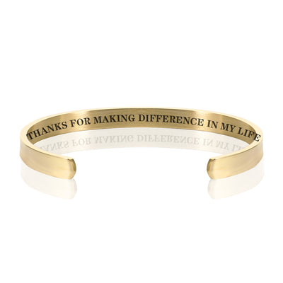 THANKS FOR MAKING DIFFERENCE IN MY LIFE BRACELET BANGLE - Gold