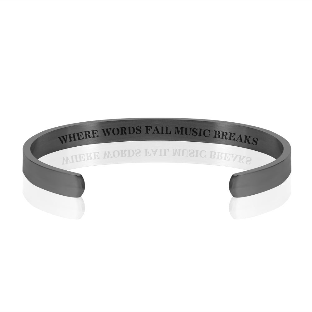 WHERE WORDS FAIL MUSIC BREAKS BRACELET BANGLE - Black