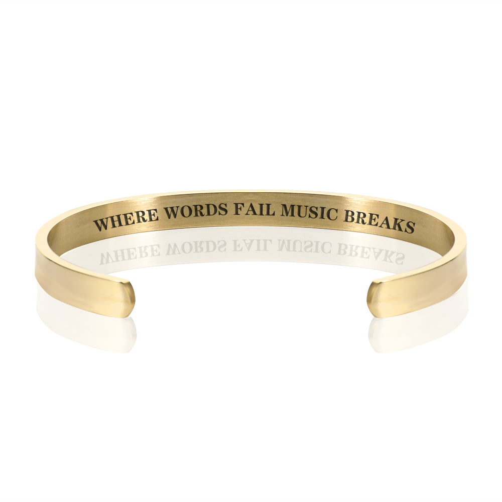 WHERE WORDS FAIL MUSIC BREAKS BRACELET BANGLE - Gold