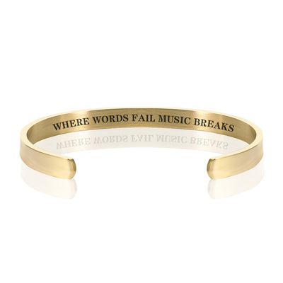 WHERE WORDS FAIL MUSIC BREAKS BRACELET BANGLE - Gold