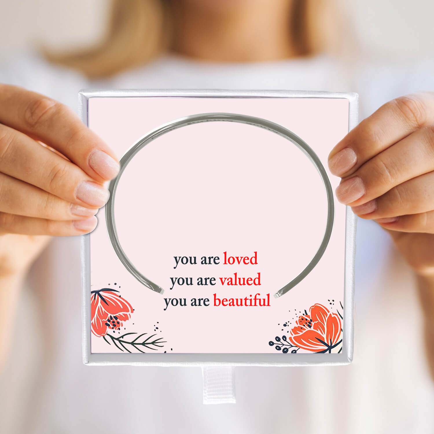 You Are Loved You Are Valued You Are Beautiful Adjustable Cuff Bracelet