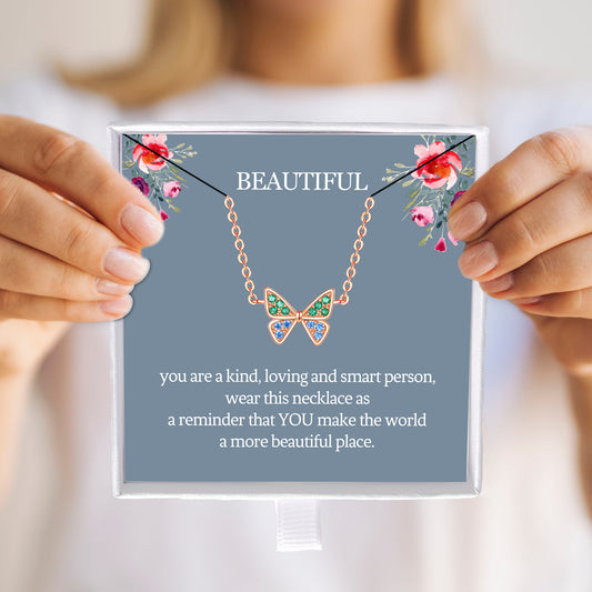 Butterfly Necklaces for Women, 925 Sterling Silver and Cubic Zirconia