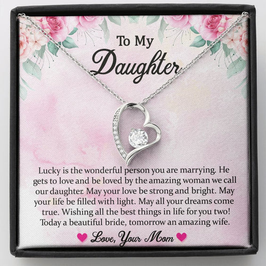 My Daughter Wedding Day Gift, To Bride From Mom/Dad Necklace, MomTo Bride Gift, Bride Jewelry Gift From Mom