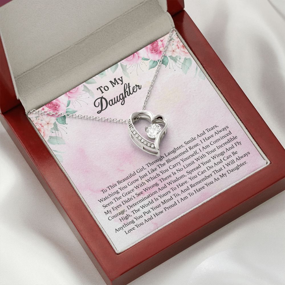 Daughter Gift From Mom Mother Daughter Necklace, Birthday, Graduation and Christmas Jewelry Gifts For My Beautiful Daugther Adult Daughter with Message Card and Gift Box