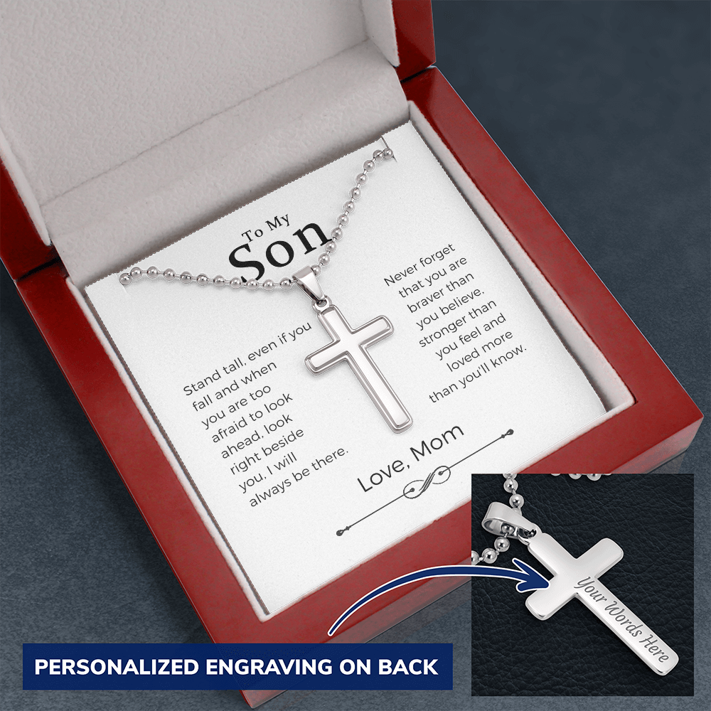 To My Son Cross Necklace  Gift From Mom, Son Jewelry, Small Cross Necklace For Men Boy, Cuban Chain Necklace For Son, Mother To Son Gifts, Gifts For Son Birthday