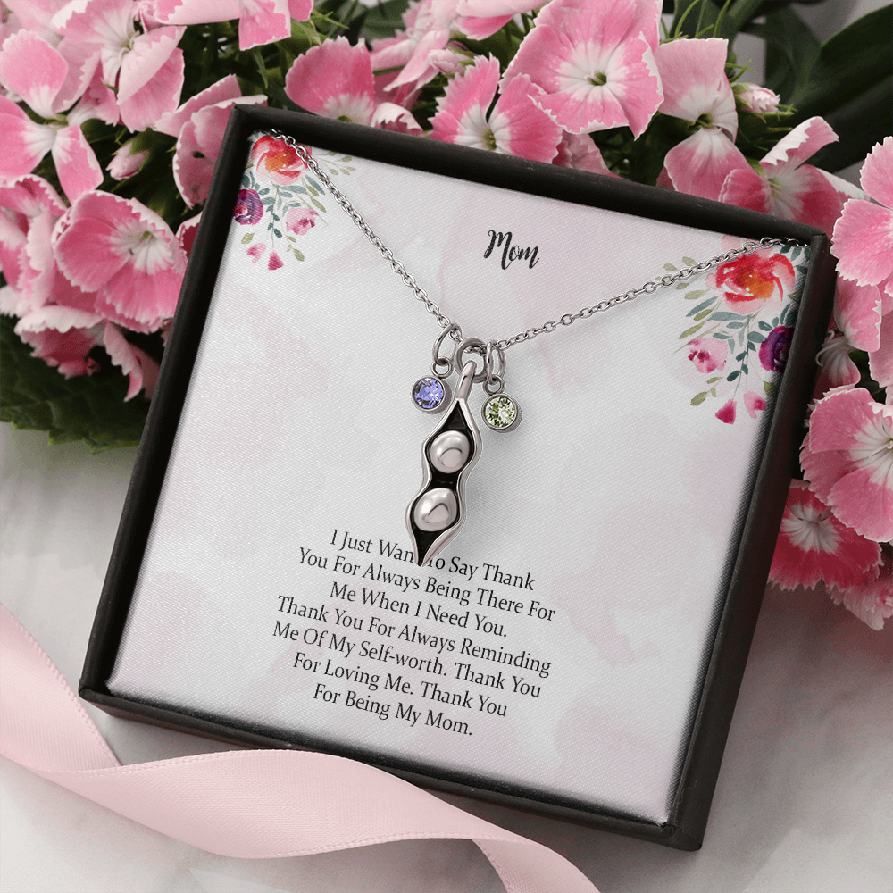 Gift Pea Pod Necklace For Mom Thank You For Being My Mom, Mother Gift For Valentine's, Birthday, Anniversary