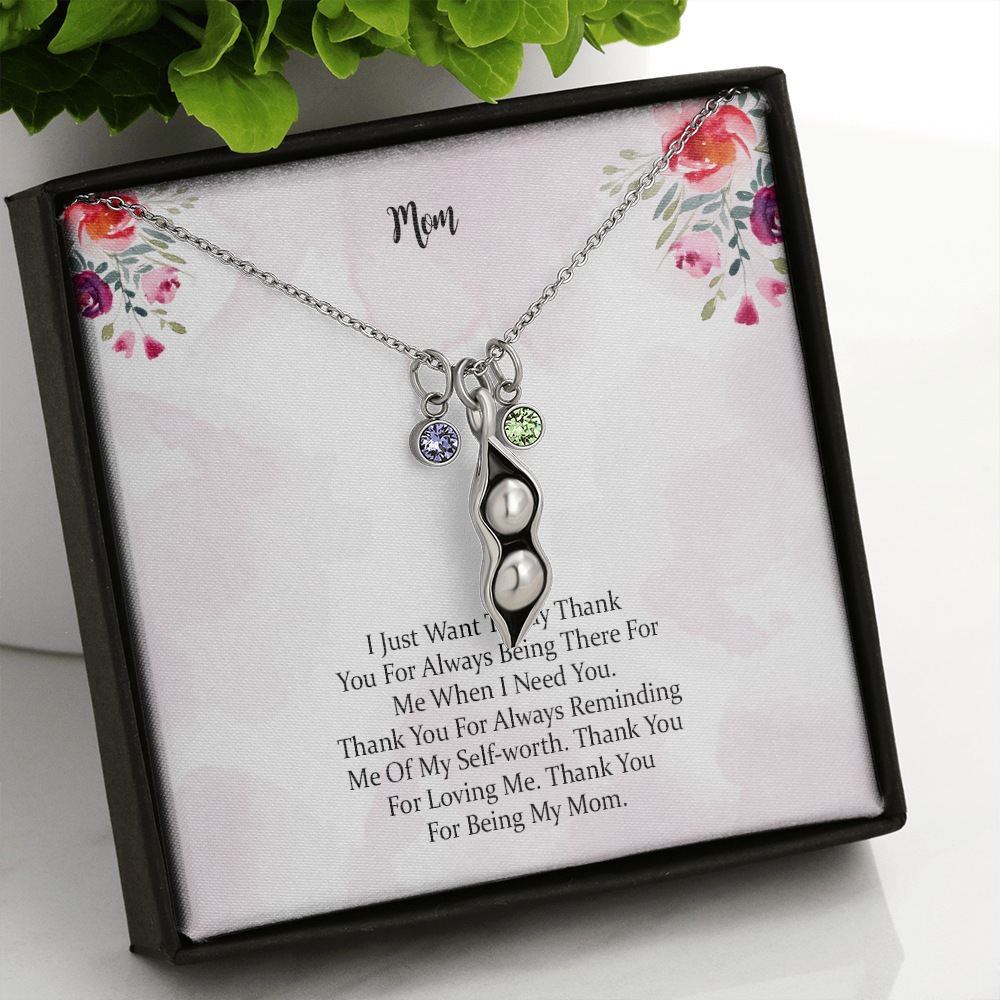 Gift Pea Pod Necklace For Mom Thank You For Being My Mom, Mother Gift For Valentine's, Birthday, Anniversary