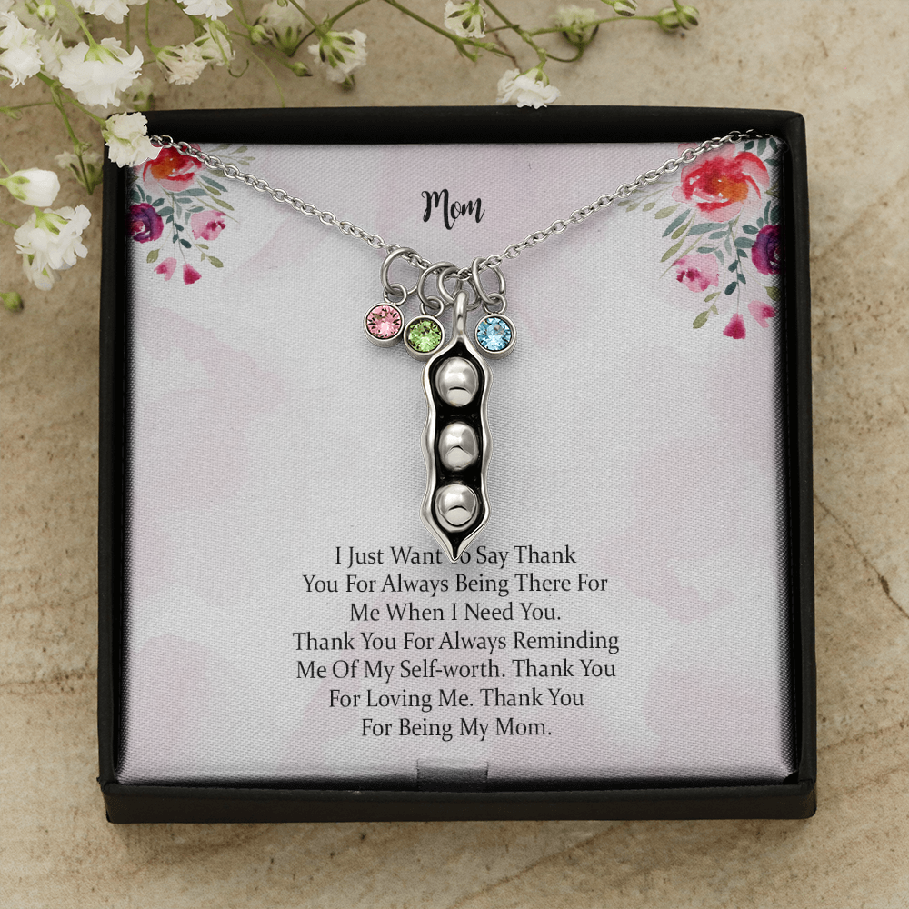 Gift Pea Pod Necklace For Mom Thank You For Being My Mom, Mother Gift For Valentine's, Birthday, Anniversary