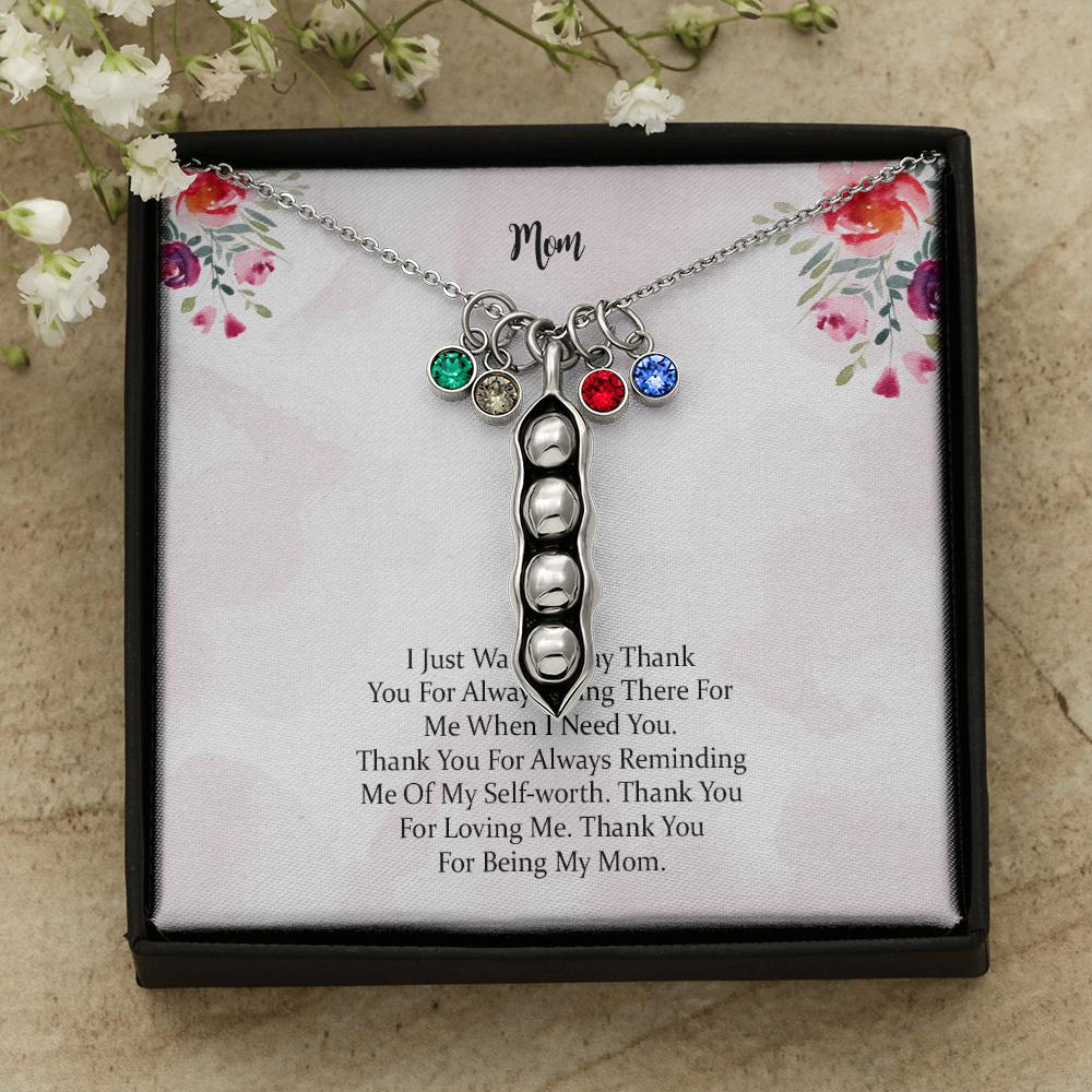 Gift Pea Pod Necklace For Mom Thank You For Being My Mom, Mother Gift For Valentine's, Birthday, Anniversary