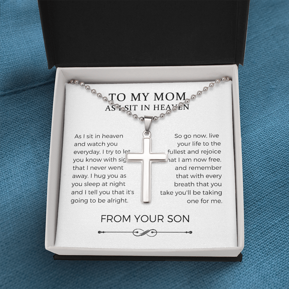 Loss Of Son Cross Necklace Gift For Mother, Son Memorial, Sympathy Necklace, Remembrance Gift, Loving Memory Of Son Keepsake, Condolence Gift, Funeral Gift
