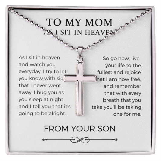 Loss Of Son Cross Necklace Gift For Mother, Son Memorial, Sympathy Necklace, Remembrance Gift, Loving Memory Of Son Keepsake, Condolence Gift, Funeral Gift