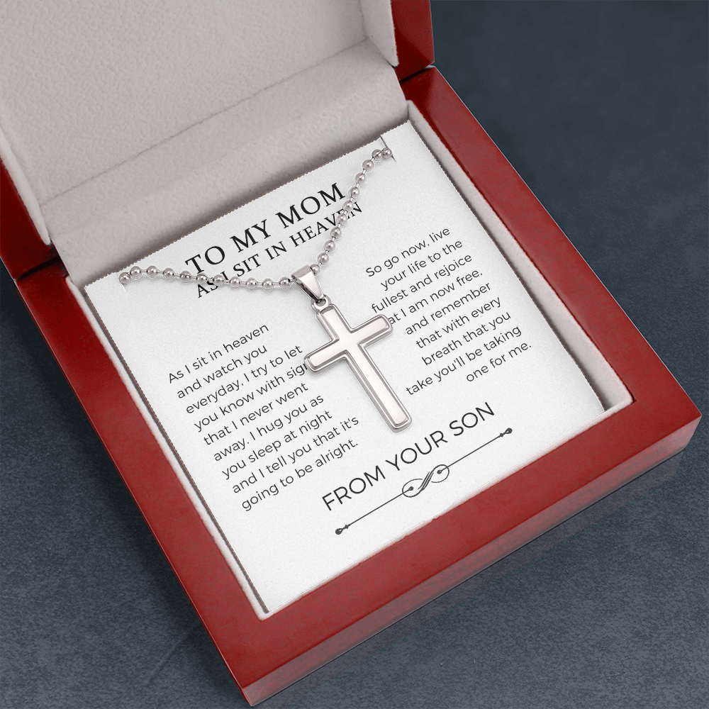 Loss Of Son Cross Necklace Gift For Mother, Son Memorial, Sympathy Necklace, Remembrance Gift, Loving Memory Of Son Keepsake, Condolence Gift, Funeral Gift
