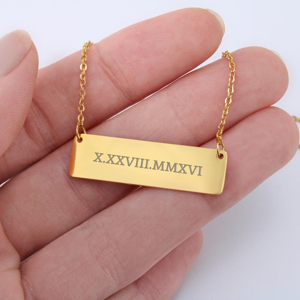 Roman Numeral Date Necklace, Custom Necklace Gift For She