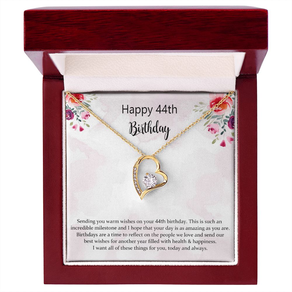 Happy 44th Birthday Jewelry Gift for Girls Women，Necklace Mother Daughter Sister Aunt Niece Cousin Friend Birthday Gift with Message Card and Gift Box