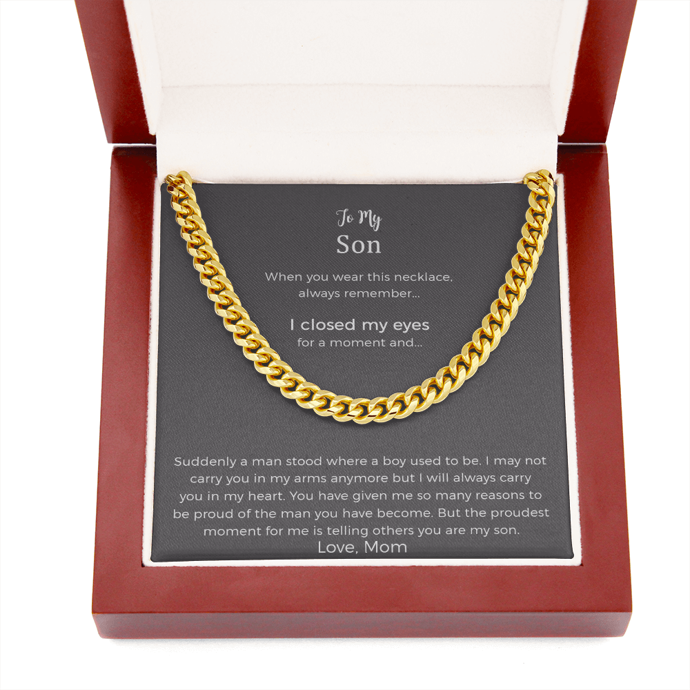 Sentimental Son Gifts From Mom, Son Cuban Chain Necklace, Mother To Son Gifts, Gifts For Son Birthday, Unique Gifts For Son From Mother